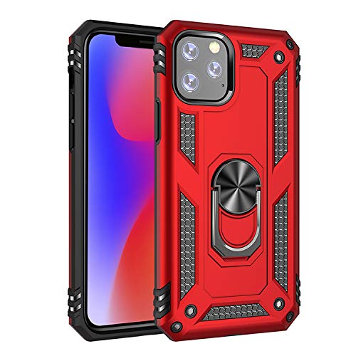 CASEITNOWiPhone 11 Case - Magnetic Shockproof Adsorption Hard Armor Ring Holder for Car Mount with Kickstand - Military Grade Drop Case for iPhone 11-6.1 inch (Red)