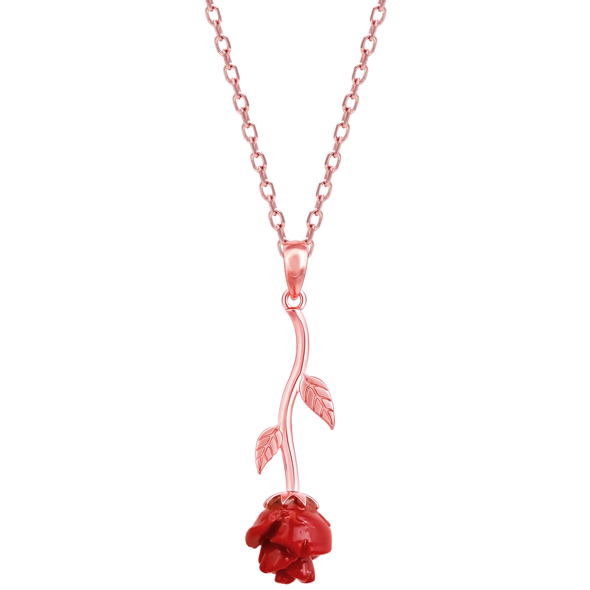 925 Silver Rose Gold Red Rose Pendant with Link Chain | Gifts for Girlfriend,Pendant to Gift Women & Girls | With Certificate of Authenticity and 925 Stamp | 6 Months Warranty*-image-48