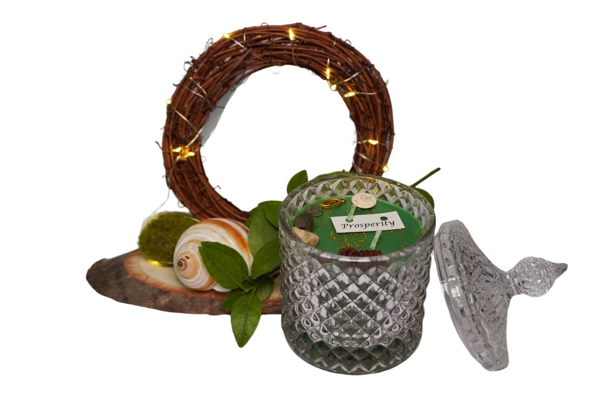 Cattleya Creations Prosperity Crystal Candy Jar - Pack of 2 Soy Wax (Green , 0.23kg )