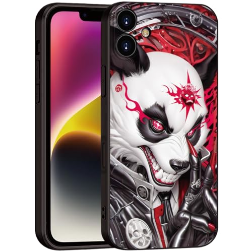Printed with Panda for iPhone 16 case, Dark Mechanical Panda Unique Silicone Soft Shockproof Phone Case - Fierce Tattoos, Trendy Choice (A1-Cool Pandas)