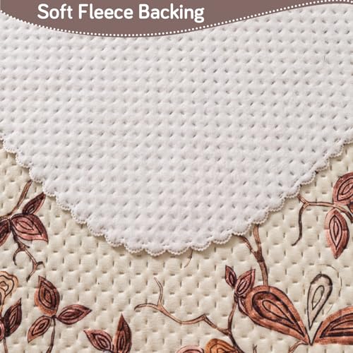 Image of HOKIPO 'HeavenHue' Fleece Soft Touch Quilted Sofa Armrest Cover - 1 Pair | Autumn Whisper (IN-838-D1*2)