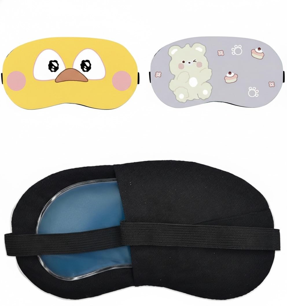 Cold Therapy Gel Eye Mask Set of 2 Cute Character Print Sleeping Shade for Kids & Adults Ultra Soft Gel Cooling Eye Mask Combo Pack-image-45