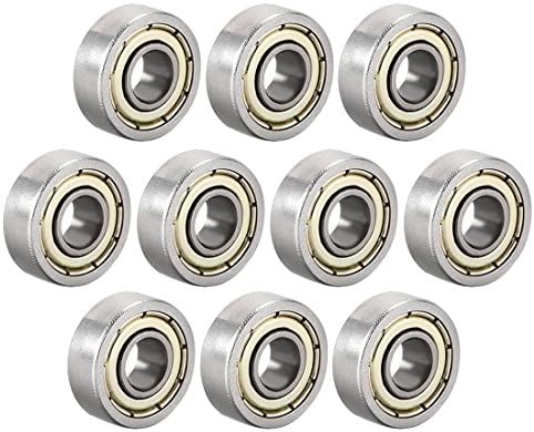 sourcing map 607ZZ Deep Groove Ball Bearing Double Shield 607-2Z 80017 7mm x 19mm x 6mm High Carbon Steel Z1 Bearings (Pack of 10)