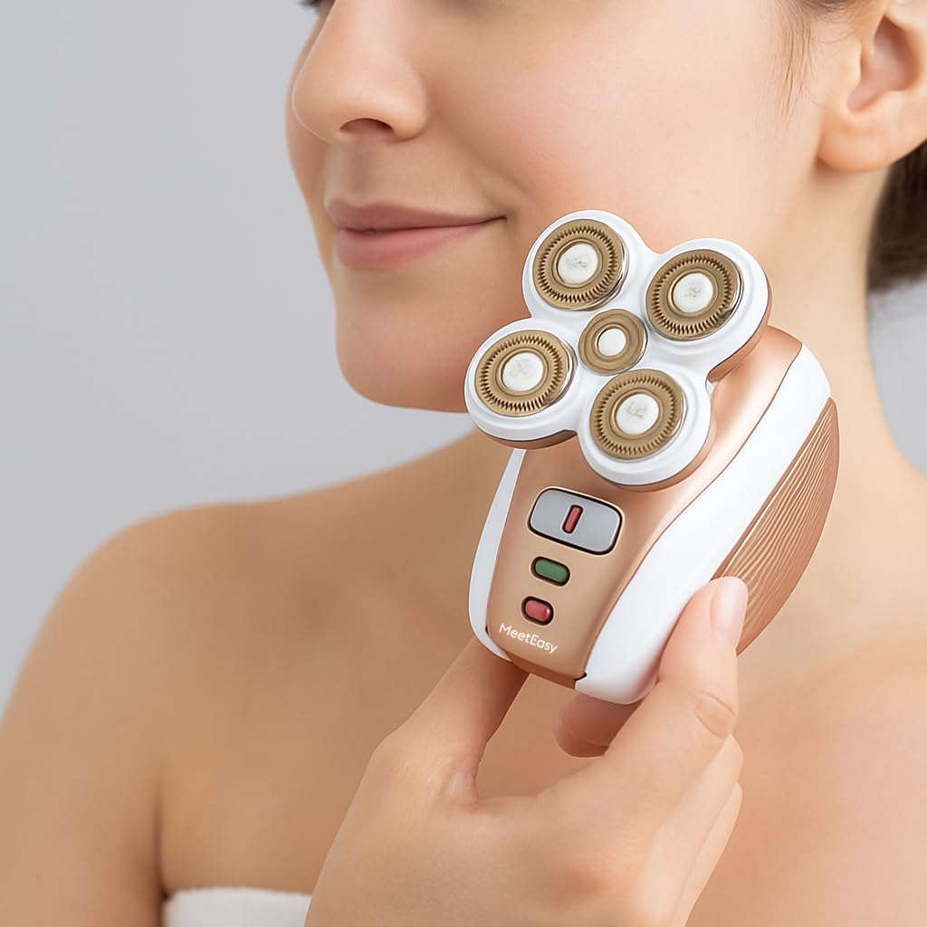 Afeitadora eléctrica de piernas para mujer, recargable, sin dolor, para piernas, cara, labios, cuerpo, axilas, axilas, recortadora de bikini inalámbrica femenina (dorado)