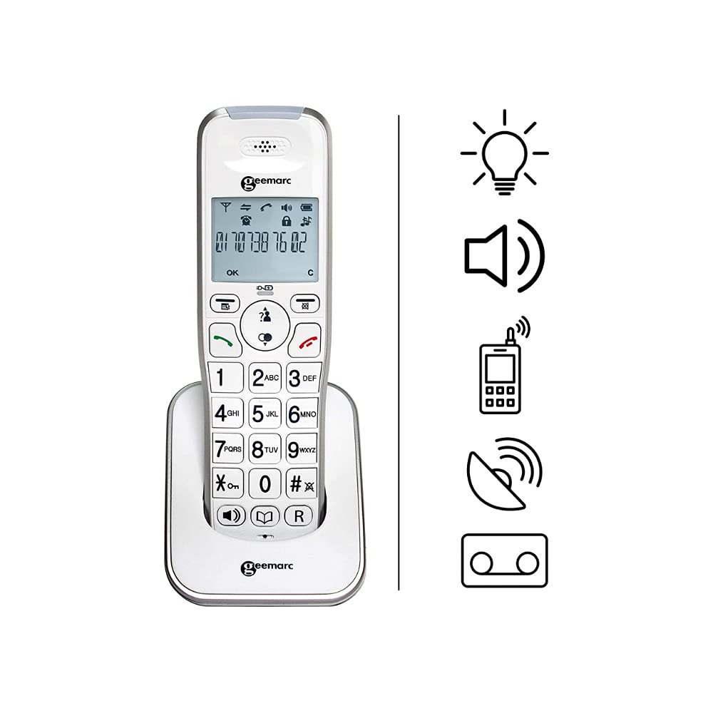 Geemarc - Amplidect 295-2 Teléfono Dúo Inalámbrico con Contestador Automático - Timbre Fuerte Ajustable (+80dB) con Flash | Identificador de Llamadas - Compatible con Audífonos