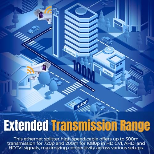 TNP RJ45 Ethernet Cable Combiner/Splitter Kit (2 Pair) - 2 Male to 1 Female POE Data Adapter LAN Ethernet Network Extender Y Splitter Cat5 Cat5e Cat6 UPOE Cable for Surveillance Security Monitoring