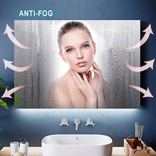 ELEGANT 900 x 700 mm Horizontal Vertical LED Illuminated Bathroom Mirror Light Touch Sensor + Demister