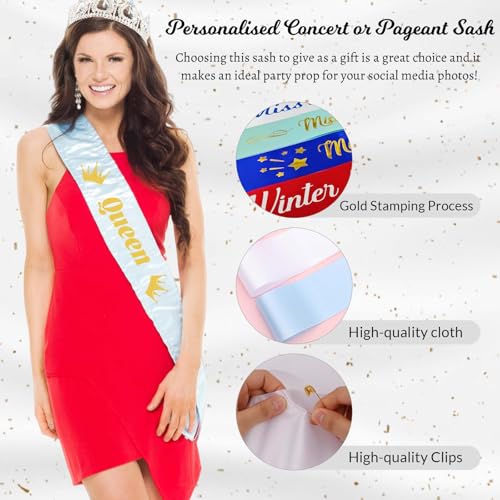 Custom Sash Personalized Satin Sash with Text & Icons for Pageants, Bride to Be,Birthday,Bachelorette,Prom Queen2