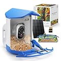 KEEPYOO 2.5K Bird Feeder with Camera, Wildlife Video Recording Feeder for Outdoor, Non-Subscription Free Bird Identification with Solar Panel & 32GB Card, Ideal Gift for Nature Lovers (Blue)