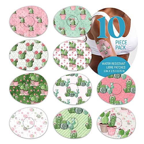 Rockadex - Freestyle Libre Sensor adhesives, Custom-Designed Freestyle Libre Patches, Diabetic Supplies Mix 10 Pack Cacti