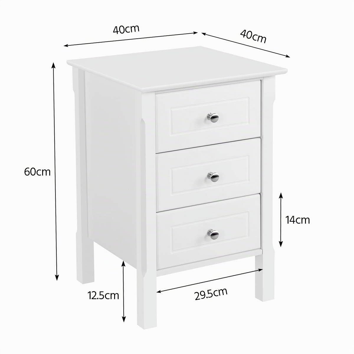 Yaheetech 2er Set Nachttisch Nachtschrank mit 3 Schubladen Boxspringbett Nachtkommode Beistelltisch Stabiler Sofatisch Konsole Schrank für Schlafzimmer/Wohnzimmer, Weiß