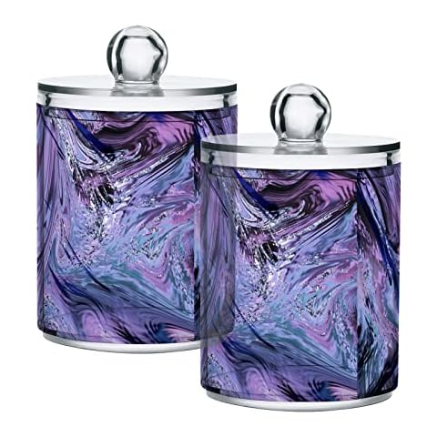 Zhirexin Marble Ripple 2PC Airtight Transparent Plastic Storage Jar Food Storage Container Plastic for Food Herbs Tea etc with Storage Lid easy to use and clean With lid Easy To Use Cover