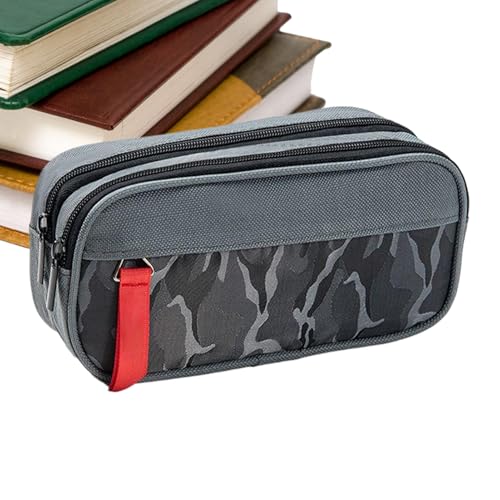 Generico Estuche de gran capacidad – Estuche resistente | organizadora de doble capa para regla, goma, viajes, escuela, aula, clases de arte, oficina, estudiantes, Gris, riferimento alla