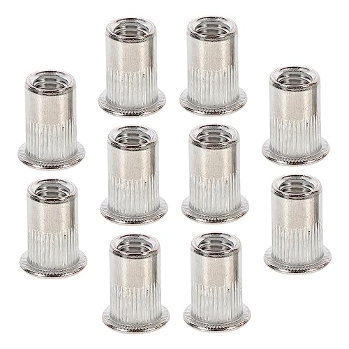 Cabilock 10pcs Stainless Steel Rivet Nuts Flat Head Insert Nut for Secure Fastening Steel Resistant High Reliability Precision Made Riveted Inserts