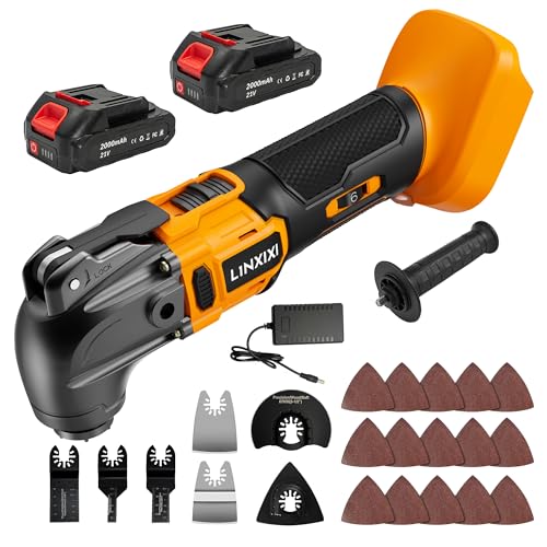 Cordless Oscillating Tool with 2 Battery, Brushless Motor Battery Powered Oscillating Multitool,...