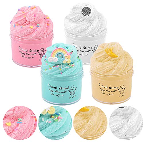 Cloud Slime Kit Without Charms Scented 4 Pack - TIME4DEALS DIY Slime Supplies for Boys Girls Stress Relief Super Soft Non-Sticky Sludge Slime Toys for Kids Gifts DIY Projects Party Favor