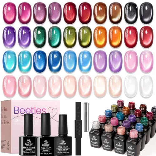 Beetles Cat Eye Gel Nail Polish Set, Timeless Gleam 20 Colors Fall Gel