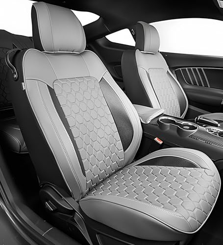 Image of Custom Leather Car Seat Covers for Ford Mustang 2015-2023 Coupe,Gray /Black