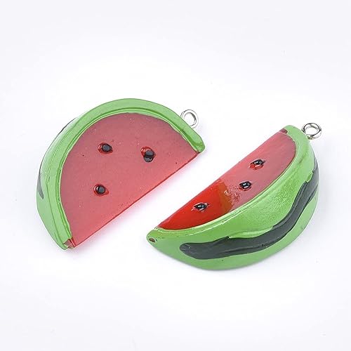Miniatura 2 de Mega Pet 10 dijes colgantes de resina de sandía, color rojo y verde, lindo adorno colgante de comida de 1.496 a 1.496 pulgadas para manualidades,
