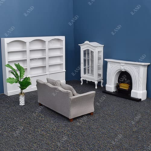 Iland Dollhouse Furniture And Accessories Of Dollhouse Fireplace On 1/12 Scale W/Fire Light & Fireplace Tong & Firewood Rack (Neoclassical 3Pcs) #TOP3