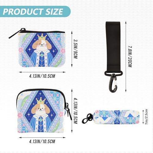 Cartoon Cute Brown Dog Poker Women's Change Wallet Card Cases Cute Fashion Card Money Holder with Wristlet Strap for Lady 2 Pcs4