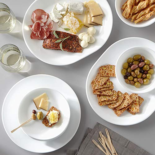 Corelle Vitrelle 38-Piece Service for 12 Dinnerware Set, Triple Layer Glass and Chip Resistant, Lightweight Round Plates and Bowls Set, Winter Frost White - Image 4