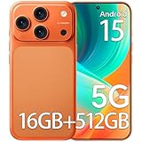 MIYOKIMIRO G17 Pro Max Unlocked Phones, 16GB+512GB Smartphone with 104MP + 32MP Camera 5G Android 15 Phone, 6.9" FHD Display, Long Battery 5000mAh, Snapdragon 888, Dual SIM, Face ID(Orange)