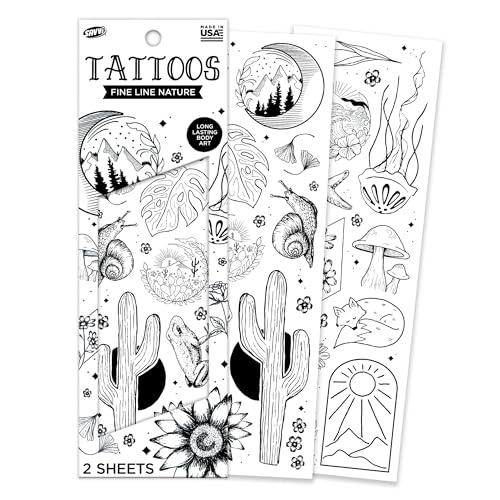 Savvi - 19 Nature Temporary Tattoos: Skin-Safe Ink, Great for Parties and Everyday Wear, Gifts for Teens and Adults, Made in the USA [2 sheets, 19 count]