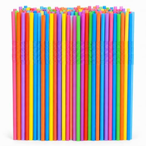 100 pitillos flexibles de plástico coloridos, 12.8 pulgadas miniatura 1