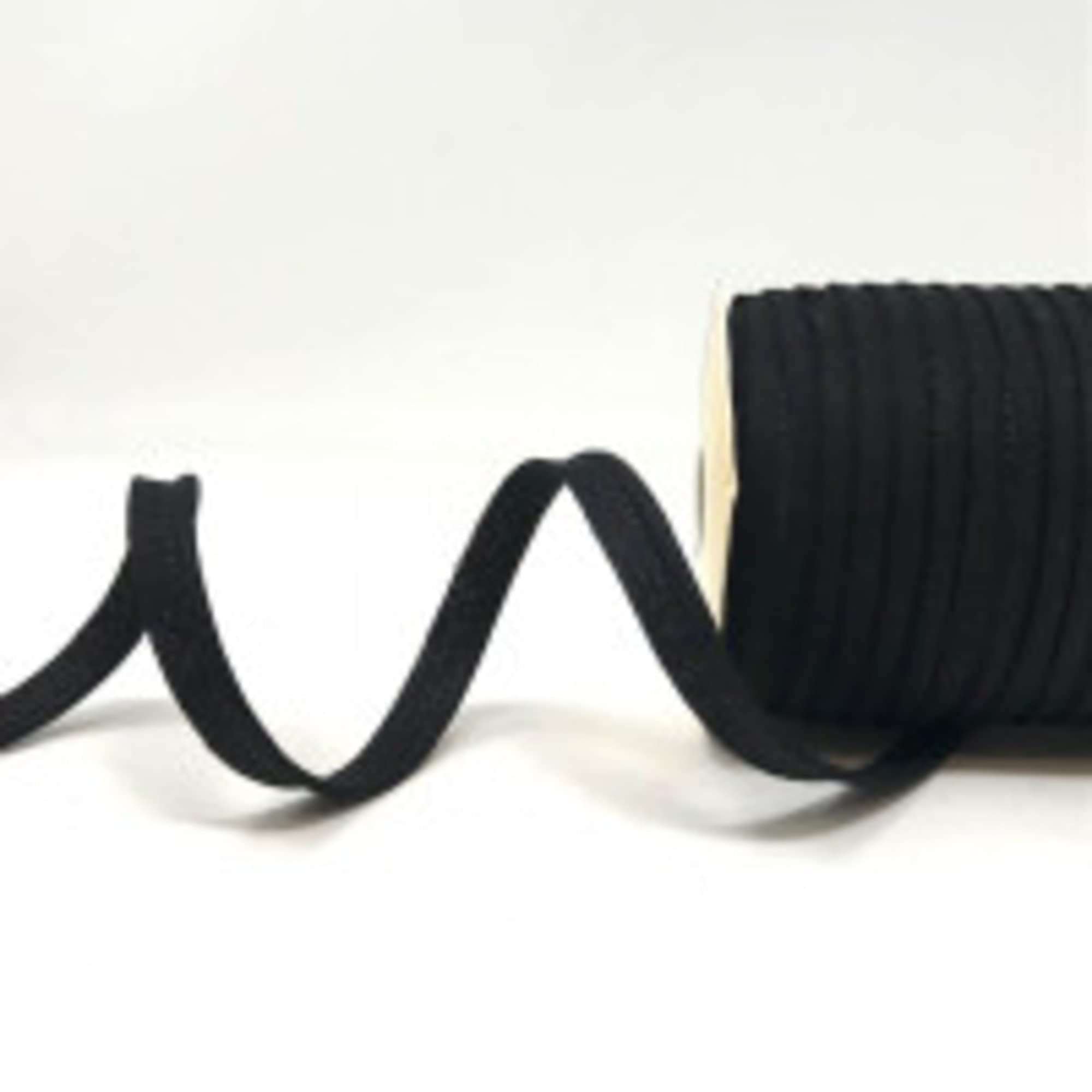 10mm Flanged Linen/Cotton Mix Piping Cord Choice of Colours Sold by The Metre (Black)
