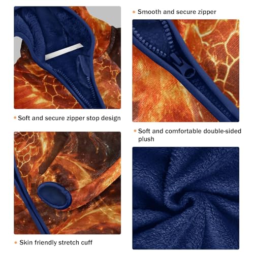 Phoenix Rising in Fiery Splendor Toddler Fleece Jacket Girl Boys Hooded Fleece Jacket Coat Warm Outwear Zip-up 3-10T3