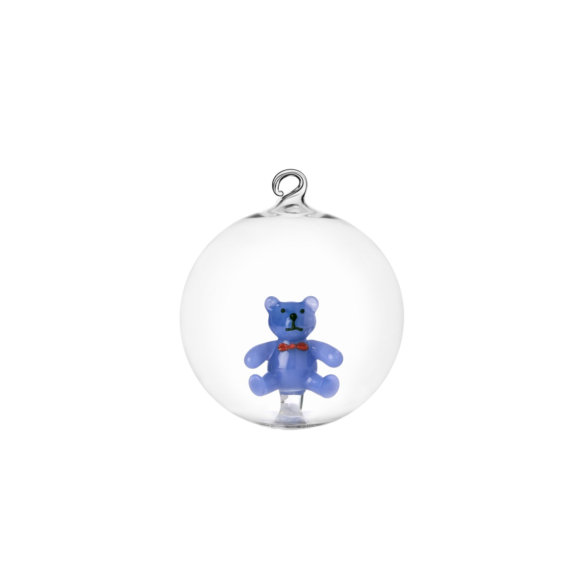 Ichendorf Schiaccianoci Pallina di Natale Orsacchiotto Azzurro 8cm Vetro Borosilicato
