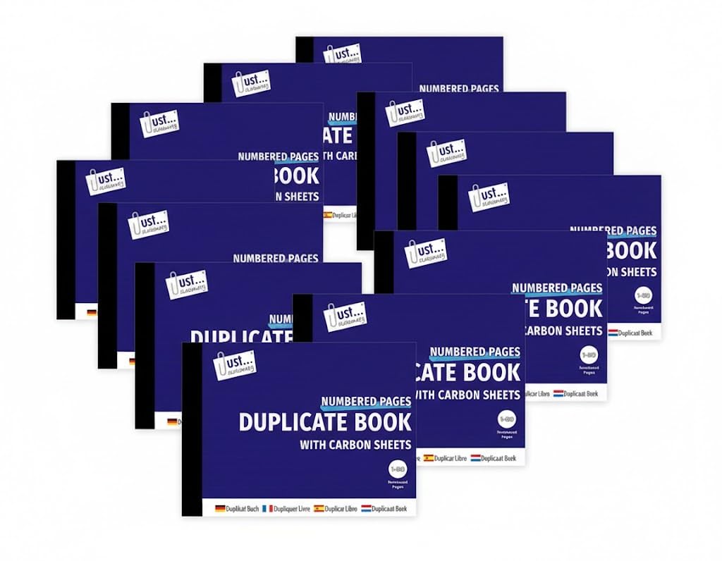 Set of 6 Professional ReceitBook/DuplicateBook/Triplicate Book/Invoice Book - Half Size & Full Size with Carbon Sheets (80 Pages Half Size Duplicate Book)