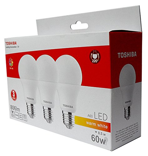 Toshiba Ampoule LED 2700 K E27 8.5 W, Blanc, 6 x 6 x 11.4 cm