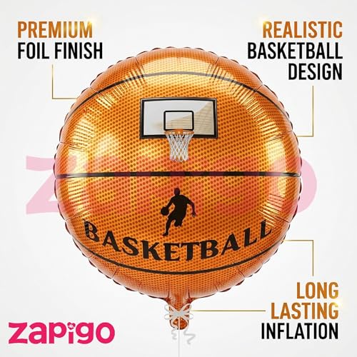 Image of Balloonistics Basketball Theme Happy Birthday Balloon Bouquet Pack Of 5