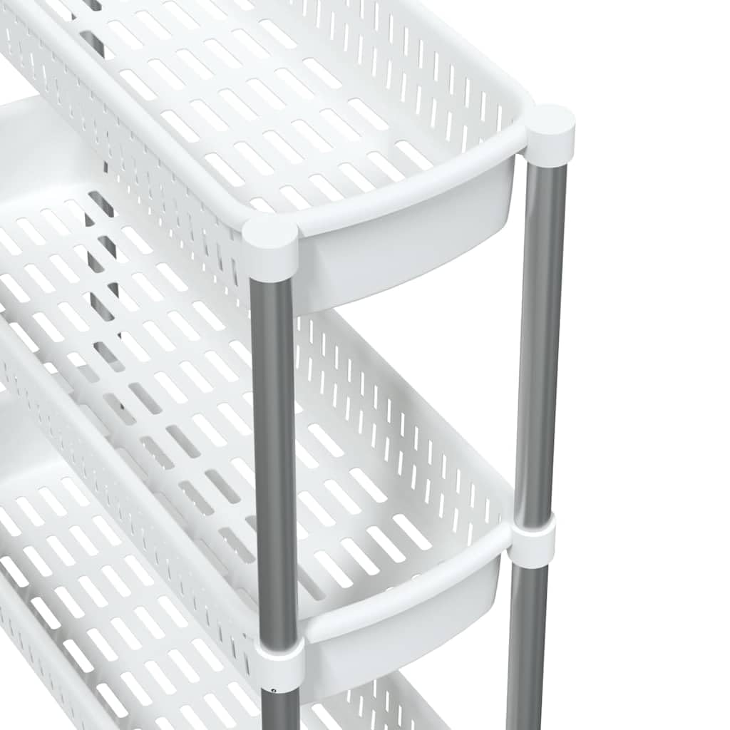 Wózek do przechowywania, 3 poziomy, srebrno-białe, aluminium z 4 kółkami, 52 x 18 x 62 cm, wielofunkcyjny wózek do kuchni, łazienki, sypialni, zajmujący mało miejsca organizer do puszki na