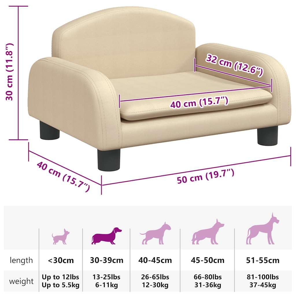 Genérico Cama para Perros de Tela Crema 50x40x30 cm,Productos para Mascotas,Productos para Mascotas,Productos para Perros,Camas para perros-171970