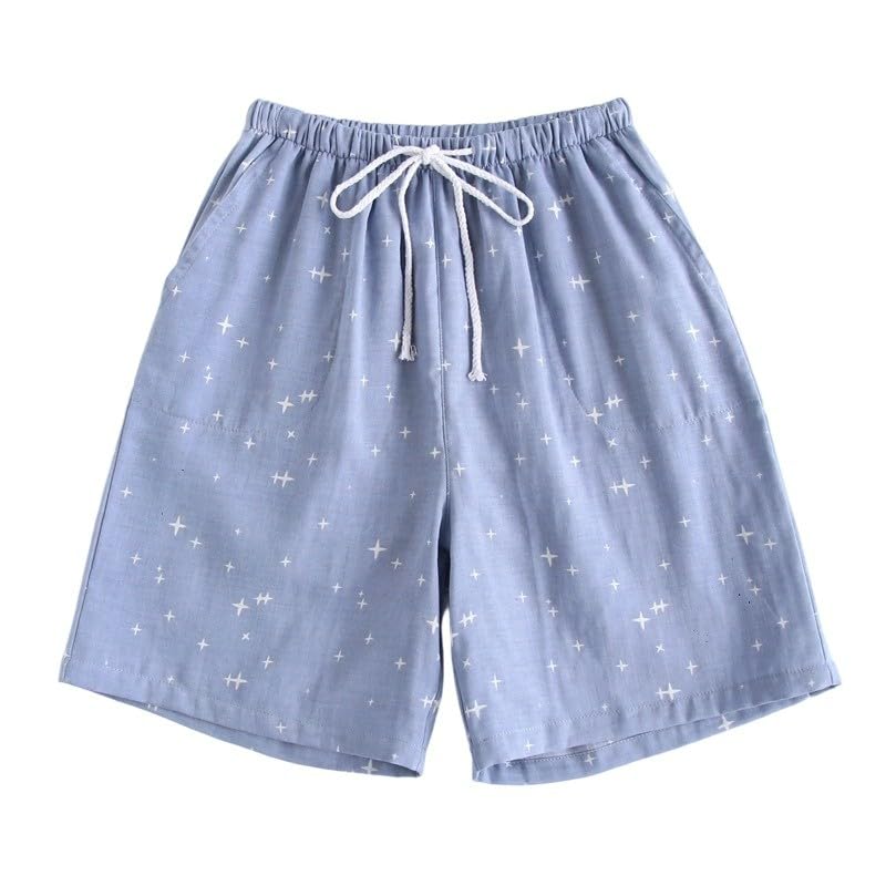 Men's Cotton Drawstring Pajama Shorts, Casual Loungewear Loose Fit Shorts Fashion Print Sleepwear