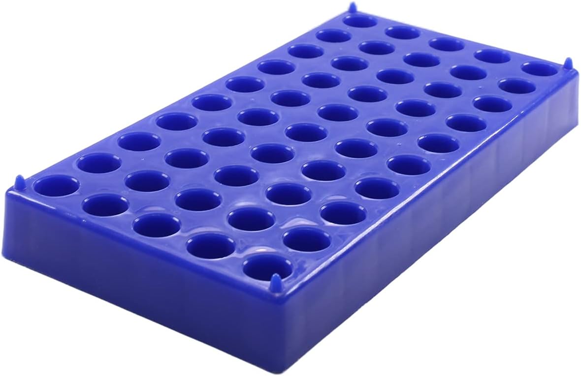 Othmro 2Pcs 50 Position Plastic Test Tube Rack Holder, Blue Rectangular Shape, Durable Detachable Centrifuge Tube Rack Bracket, Ideal for Laboratory
