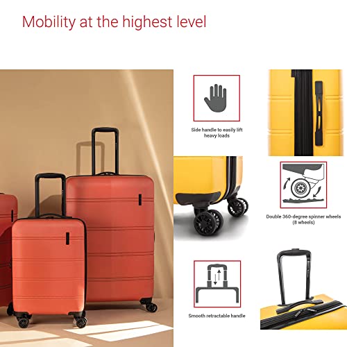 Swiss Mobility LAX Collection Hard Shell Spinner Carry On Luggage for Airplanes, Rolling Suitcase with 360-Degree Spinner Wheels, Retractable Handle, Airline Approved, 20 Inch, Yellow3
