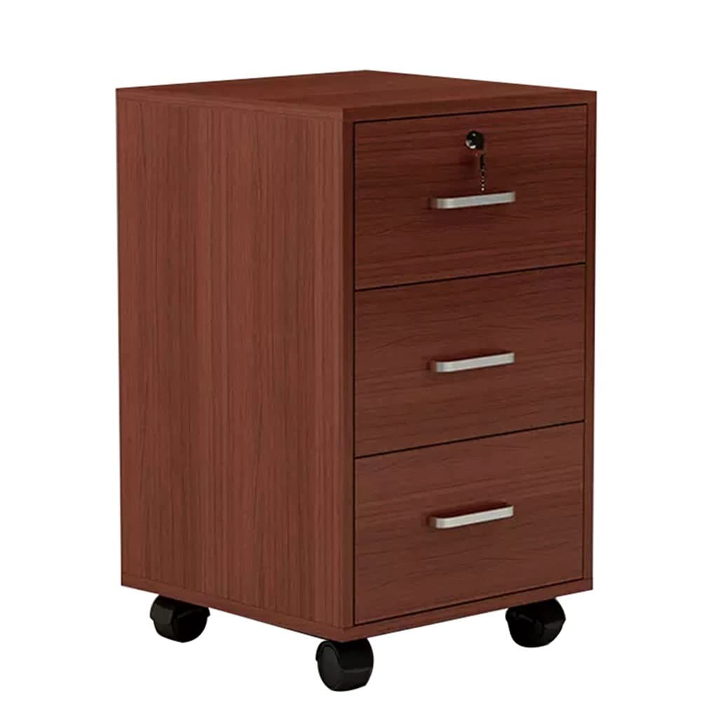 Aktenschrank Abschließbarer Aktenschrank aus Holz for das Home Office, Aufbewahrungsschrank mit universeller Radbremse, große Speicherkapazität (Color : Brown, Size : 40x40x60cm)