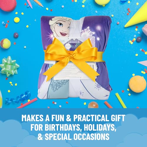 Image of Jay Franco Kids Slumber Bag and Pillow - 54 x 27 Inch Comfy Indoor Sleeping Bag for School and Sleepovers, 2 Piece Set, Purple - Frozen