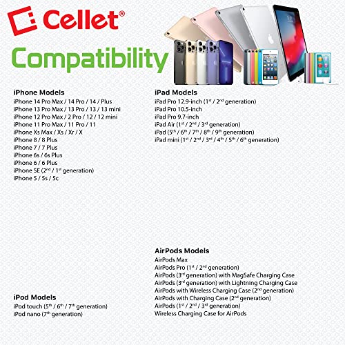 Cellet Retractable Lightning Cable, Charging Cord Compatible With Apple Iphone 14 Pro Max Plus Mini 13 12 11 Xs Xr X Se 8 7 6 5 Ipad Pro Air Mini 6 Ipod Touch, Nano (Mfi Certified) (Lighting Black) #TOP6