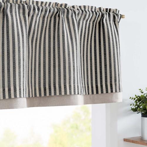 jinchan Linen Stripe Curtain Double Layer Valance for Windows 16
