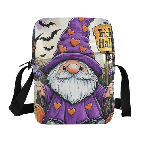 Halloween Purple Gnome messenger bag for women shoulder bags cross body purses for women Adjustable Strap for Outdoor Daily School