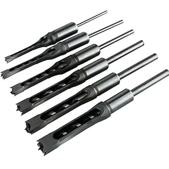 6pcs Square Hole Drill bits, Mortise Chisel Drill Bit Tools 5/8