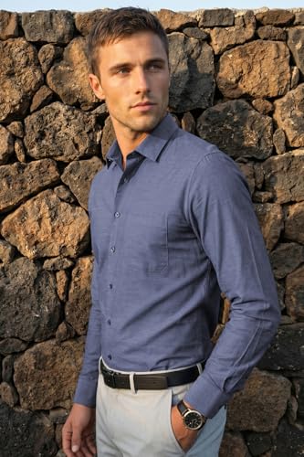Image of Louis Philippe Men's Slim Fit Easy to Iron Everyday wear Premium Cotton Full Sleeve Solid Formal Shirt