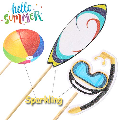 36Pcs Hawaii Theme Party Decoration,Summer Pool Beach Party Cupcake Topper #TOP3
