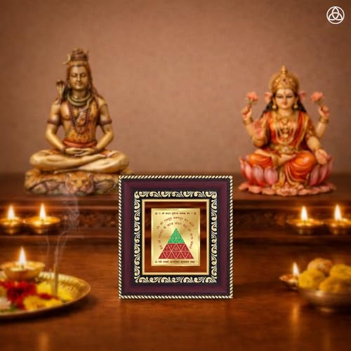 Image of DIVINITI Siddh Energised Vahan Durghatna Yantra | 24k Gold Plated Foil Travel Protection Vastu Frame for Home, Office & Puja Room | Spiritual Yantra for Safety, Protection & Peace of Mind (14 X 13 CM)