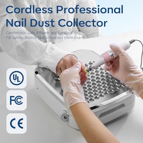 Image of Makartt Cordless Nail Dust Collector: Rechargeable Fan Nail Vacuum with 4000RPM Adjustable Suction, Reusable Filter, 5H Battery, Portable Quiet Dust Extractor for Home Acrylic Gel Dip Powder, Sylvee
